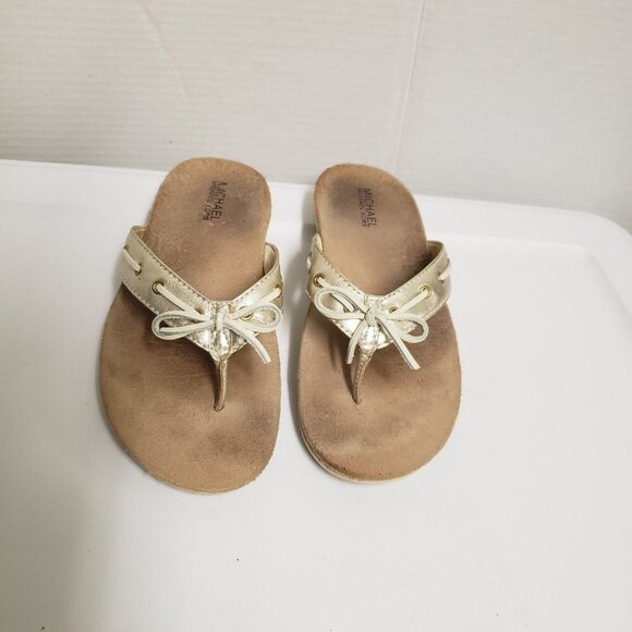 Michael Michael Kors sz 7.5 gold thong Sandals leather support - Picture 10 of 12